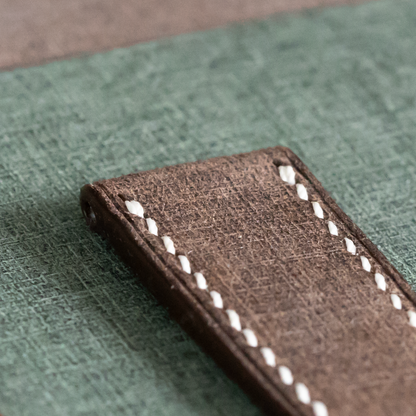 Brown Babele Double Fold Watch Strap for Cartier Deployant Clasps - White Stitch