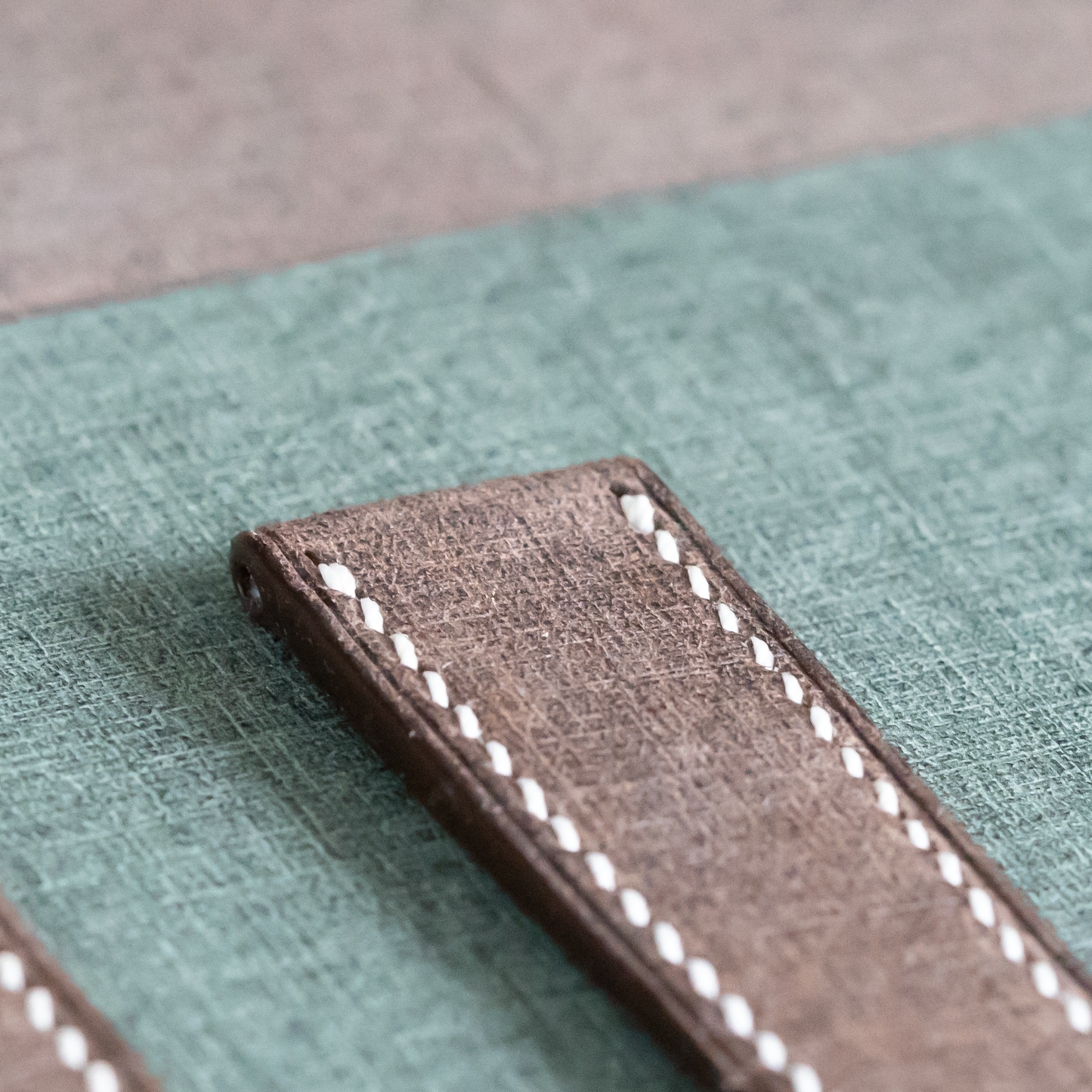 Chocolate Babele Leather Watch Strap - White Stitch