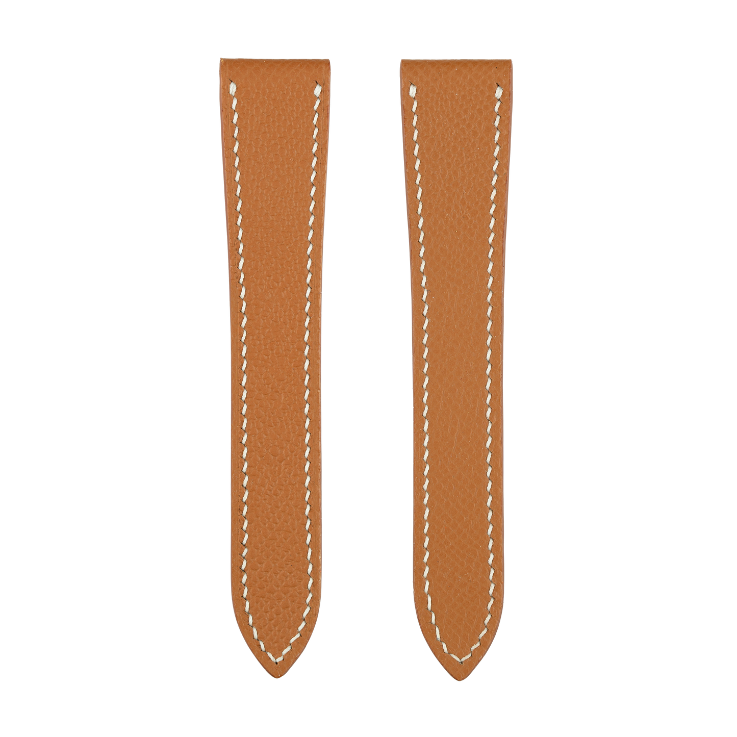 Gold Epsom Double Fold Watch Strap for Cartier Deployant Clasps - White Stitch