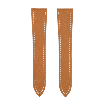 Gold Epsom Double Fold Watch Strap for Cartier Deployant Clasps - White Stitch