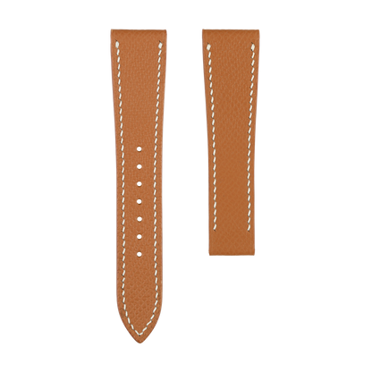 Gold Epsom Watch Strap for Cartier Deployment Clasps - White Stitch