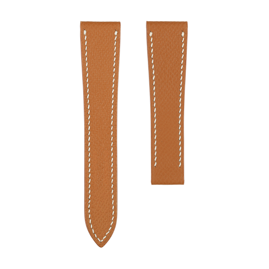 Gold Epsom Single Fold Watch Strap for Cartier Deployant Clasps - White Stitch