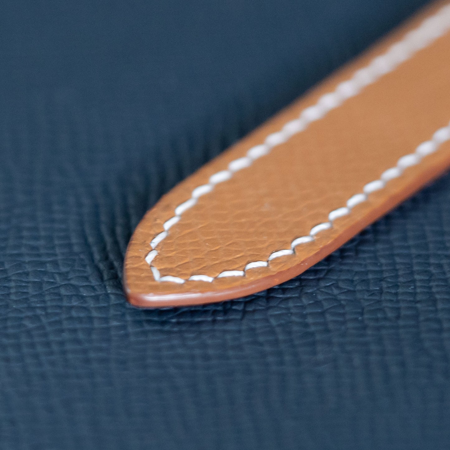 Gold Epsom Double Fold Watch Strap for Cartier Deployant Clasps - White Stitch