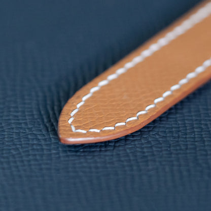 Gold Epsom Double Fold Watch Strap for Cartier Deployant Clasps - White Stitch