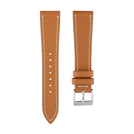 Gold Epsom Watch Strap - White Stitch