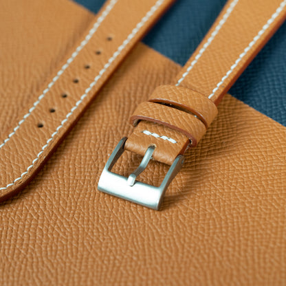 Gold Epsom Watch Strap - White Stitch