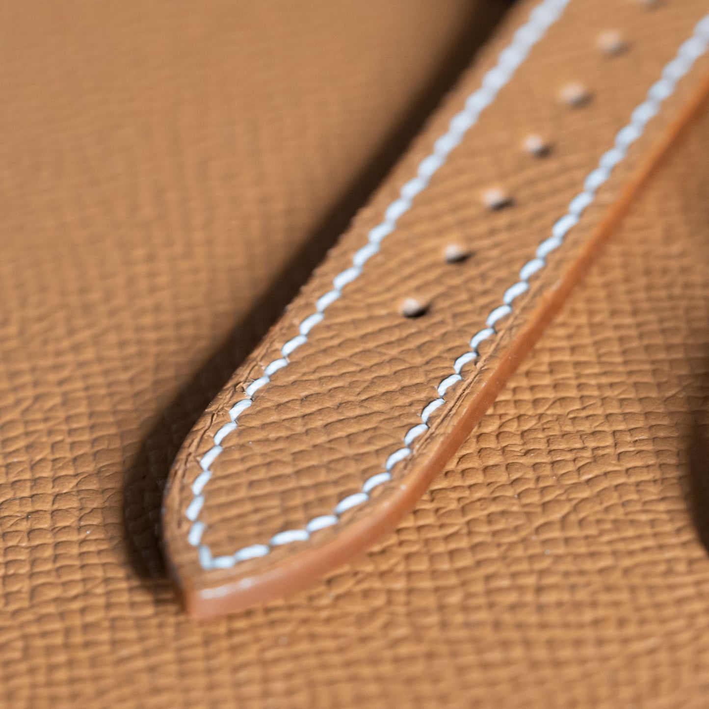 Gold Epsom Watch Strap - White Stitch