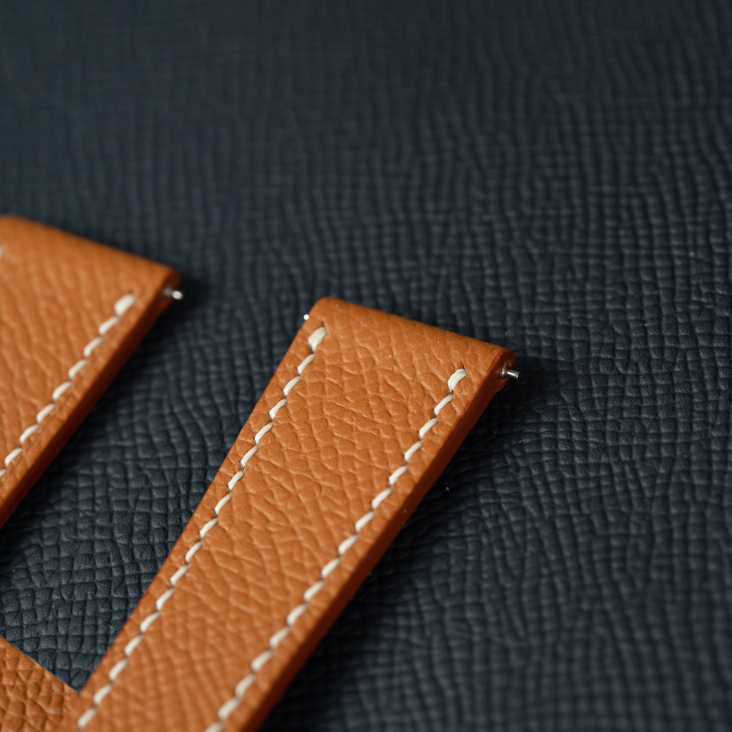 Gold Epsom Watch Strap - White Stitch