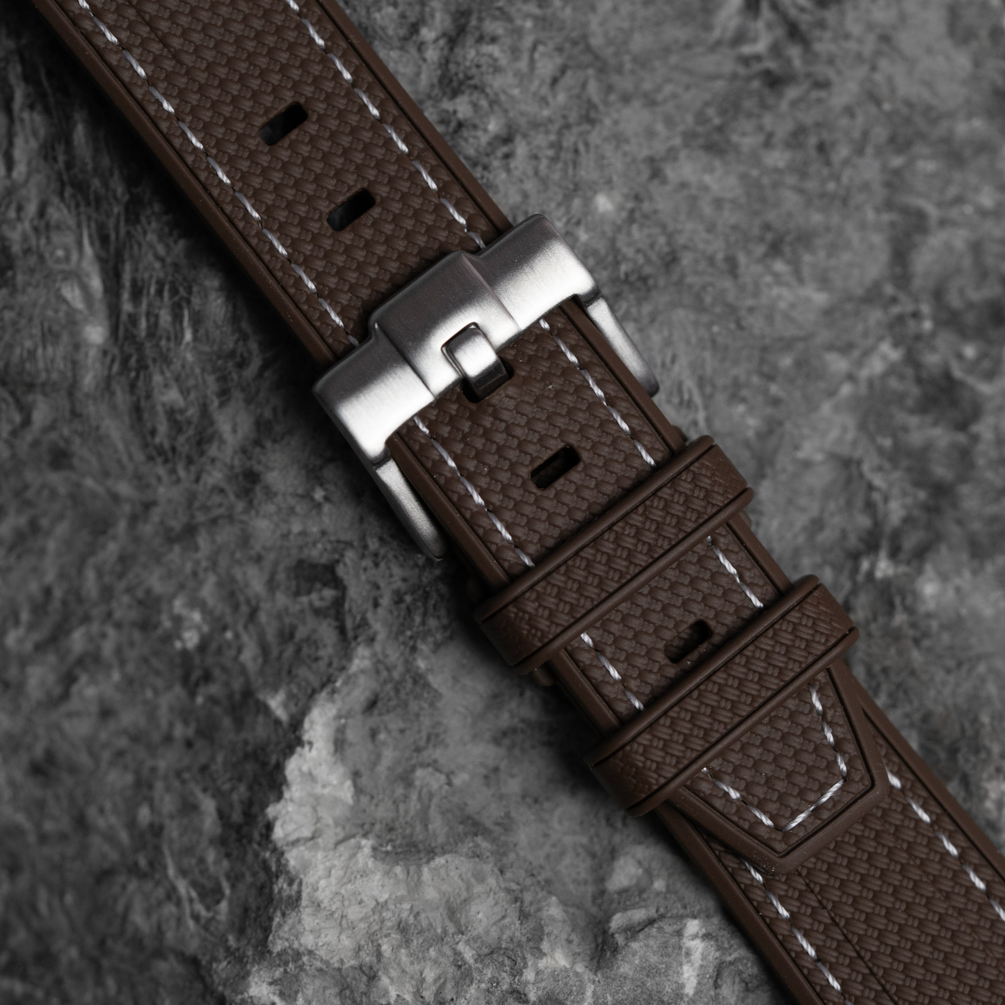 Brown Moonwatch Strap with White Stitching