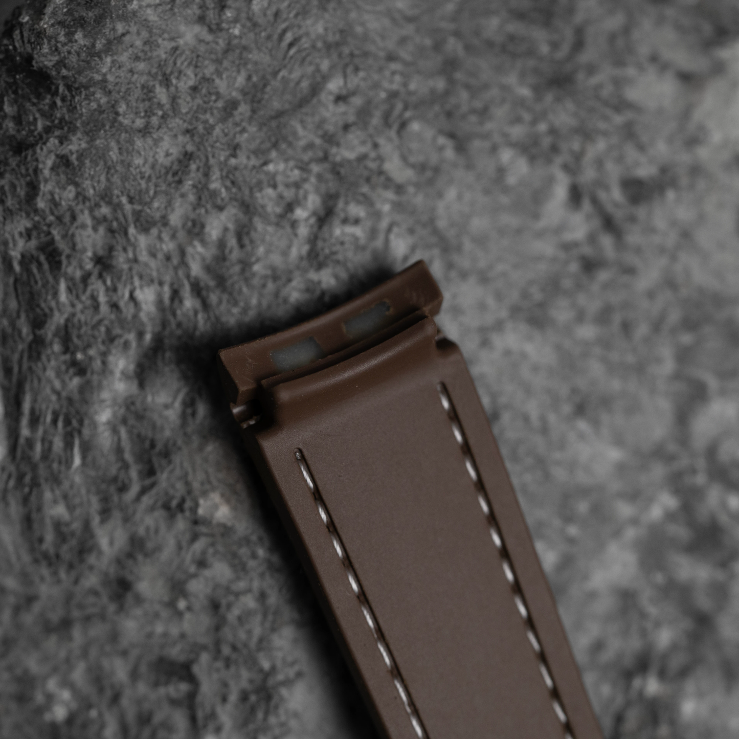 Brown Moonwatch Strap with White Stitching