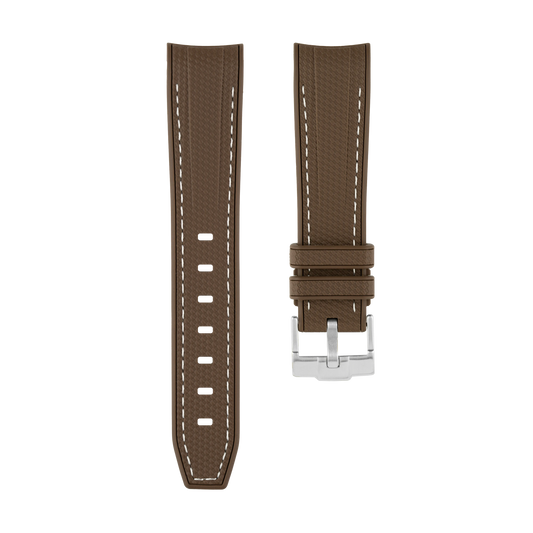 Brown Moonwatch Strap with White Stitching