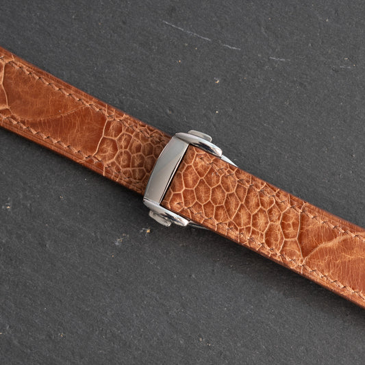 Brown Ostrich Leg Strap for Omega Deployant Clasps