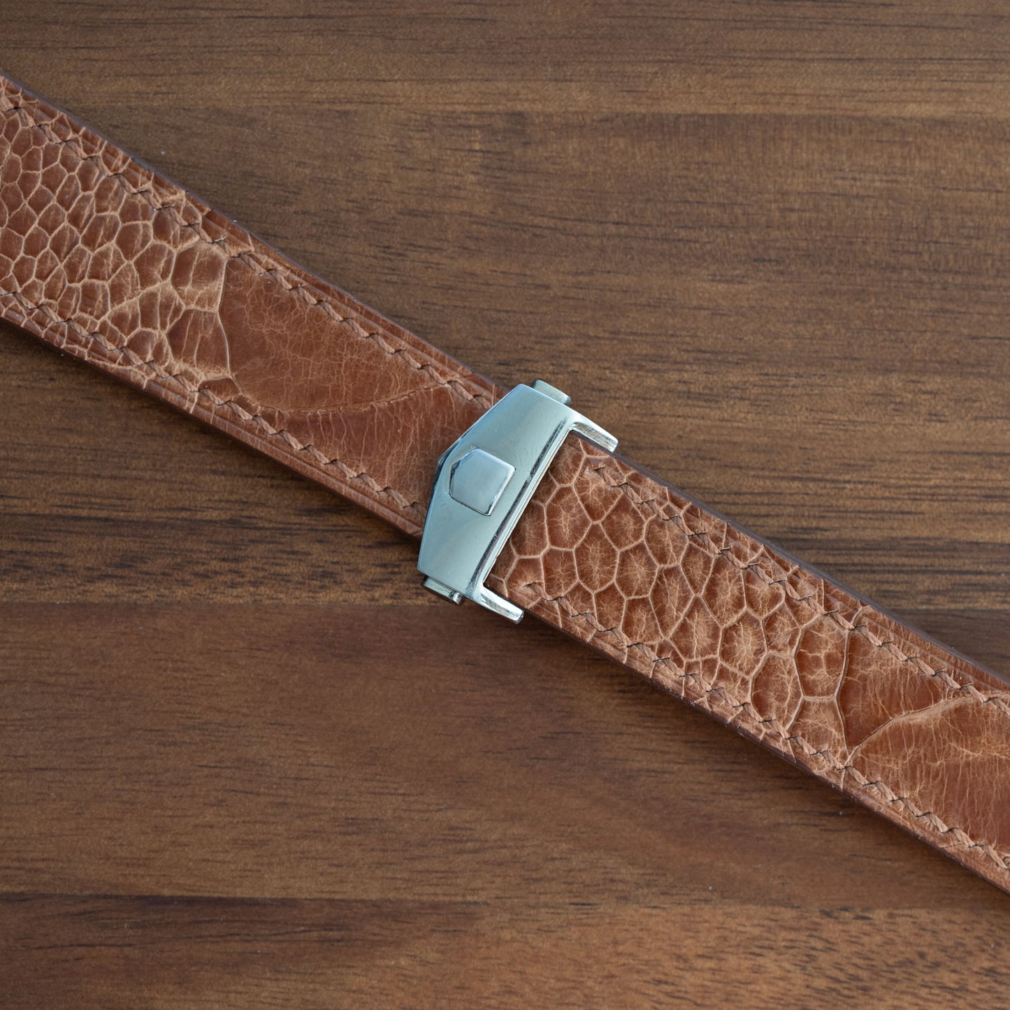 Brown Ostrich Leg Strap for Tag Heuer Deployant Clasps