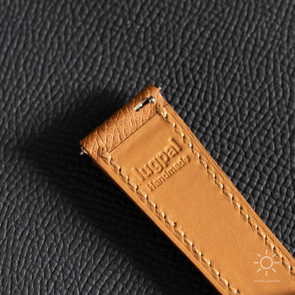 Gold Epsom Single Fold Watch Strap for Cartier Deployant Clasps