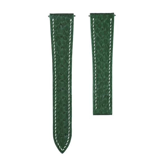 Green Salmon Skin Single Fold Watch Strap for Cartier Deployant Clasps