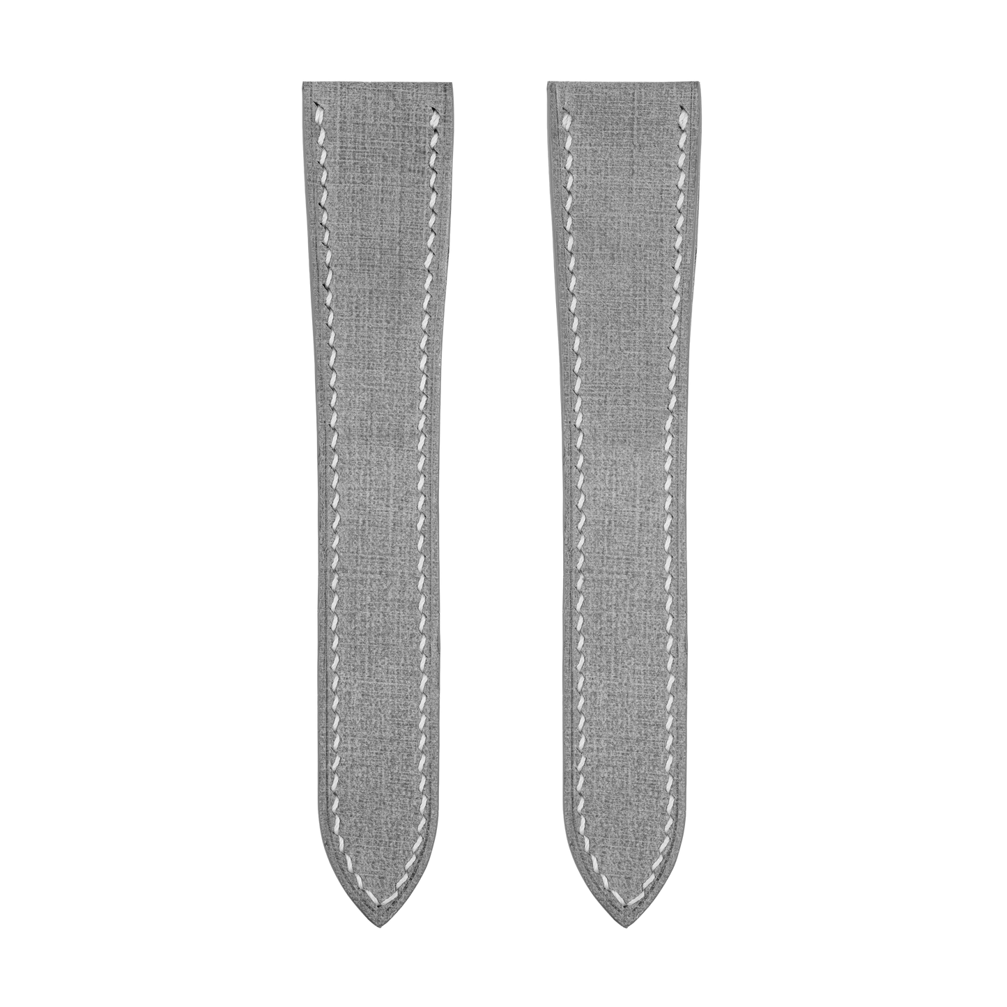 Gray Babele Double Fold Watch Strap for Cartier Deployant Clasps - White Stitch