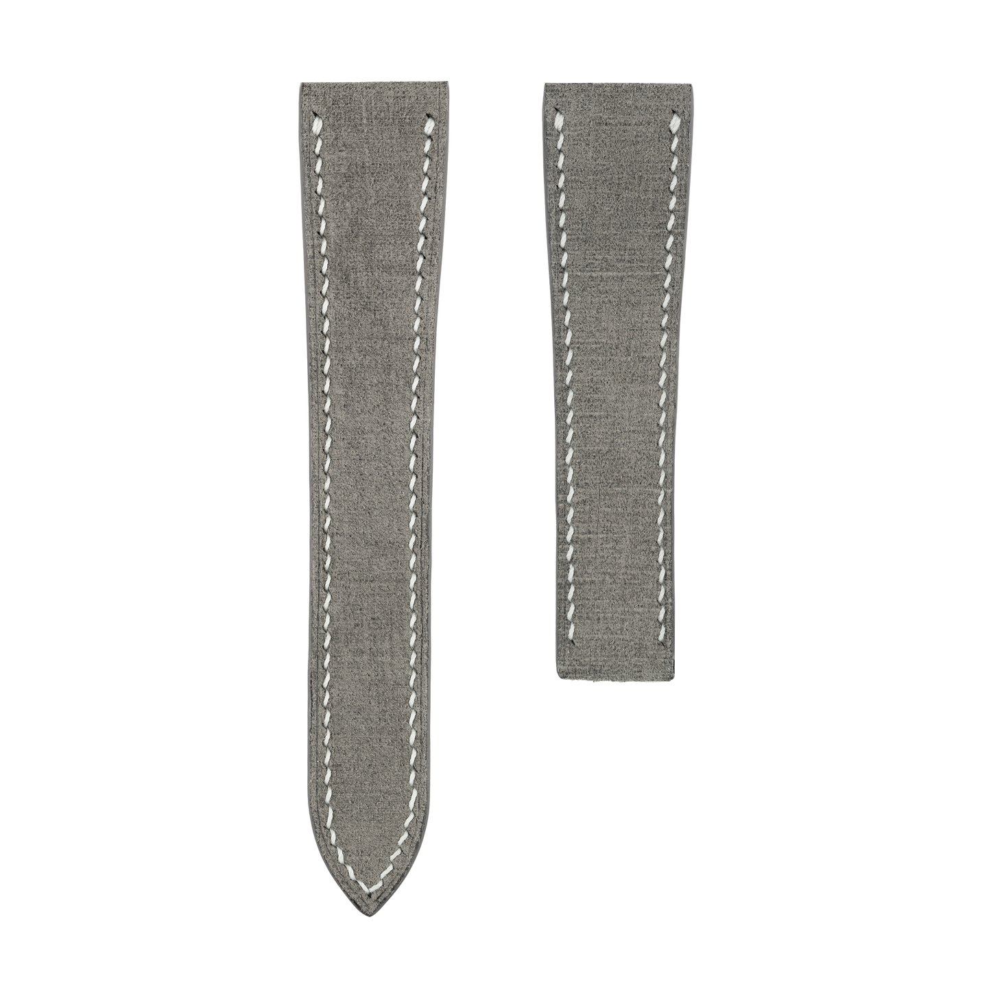Gray Babele Single Fold Watch Strap for Cartier Deployant Clasps - White Stitch
