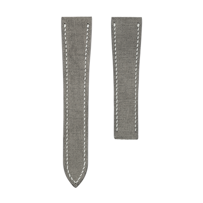 Gray Babele Single Fold Watch Strap for Cartier Deployant Clasps - White Stitch