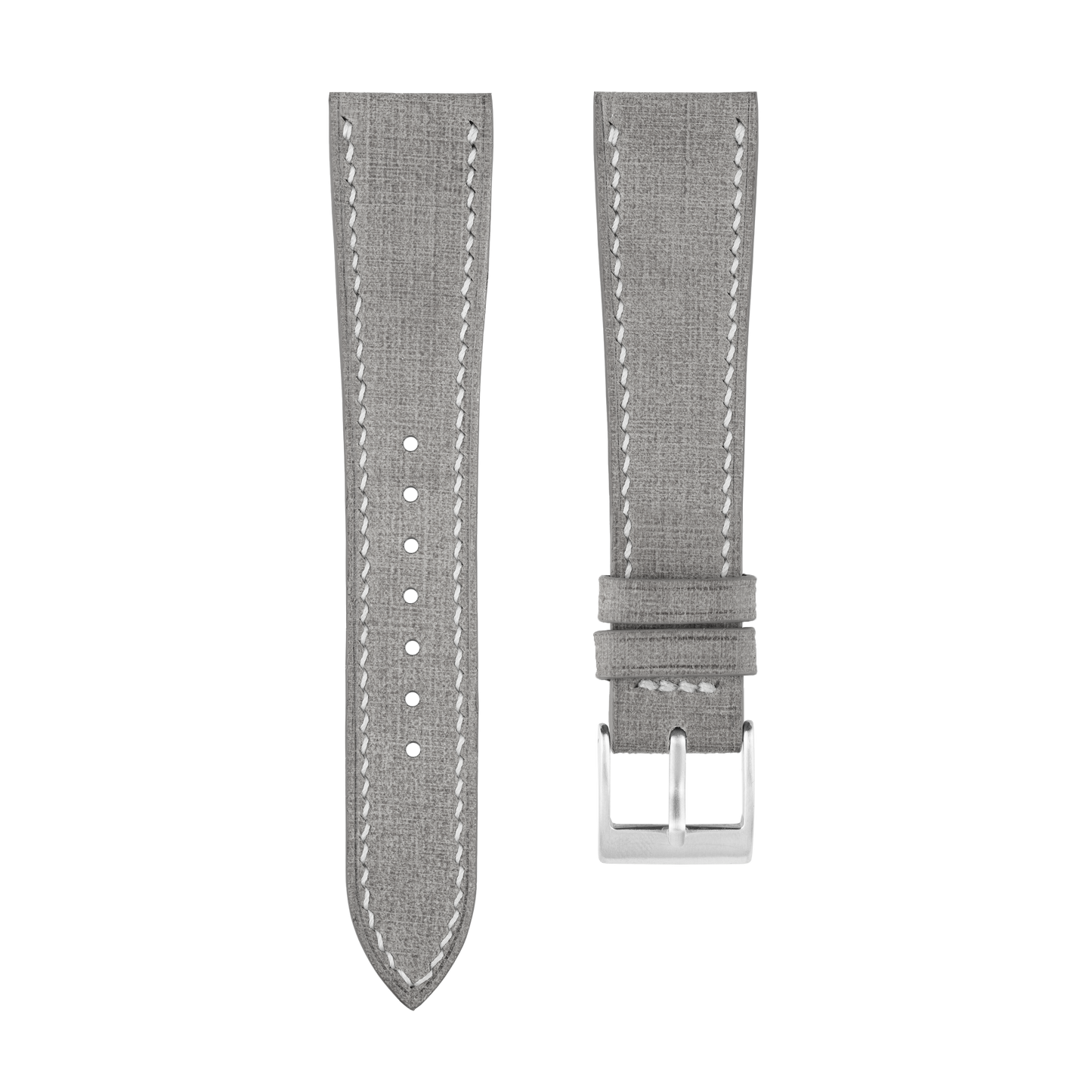 Gray Babele Leather Watch Strap - White Stitch