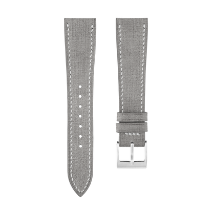 Gray Babele Leather Watch Strap - White Stitch
