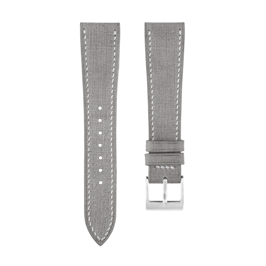 Gray Babele Leather Watch Strap - White Stitch