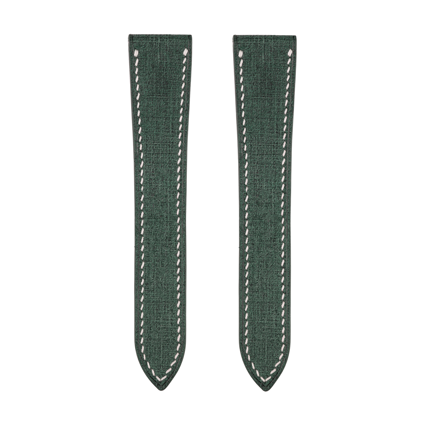 Green Babele Double Fold Watch Strap for Cartier Deployant Clasps - White Stitch
