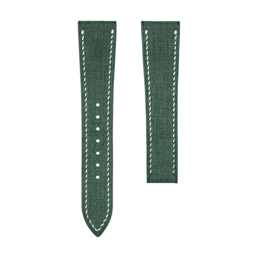 Green Babele Watch Strap for Cartier Deployment Clasps - White Stitch
