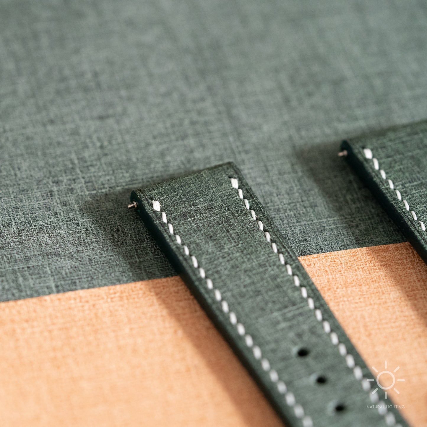 Green Babele Watch Strap for Cartier Deployment Clasps - White Stitch