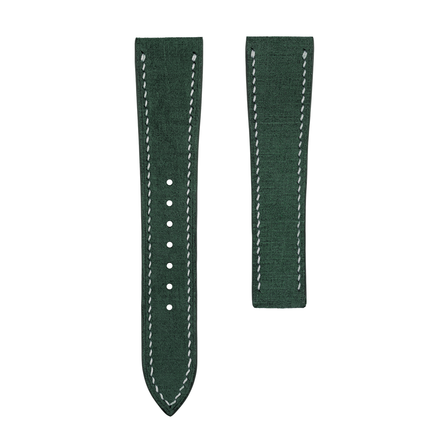 Green Babele Watch Strap for Cartier Deployment Clasps - White Stitch