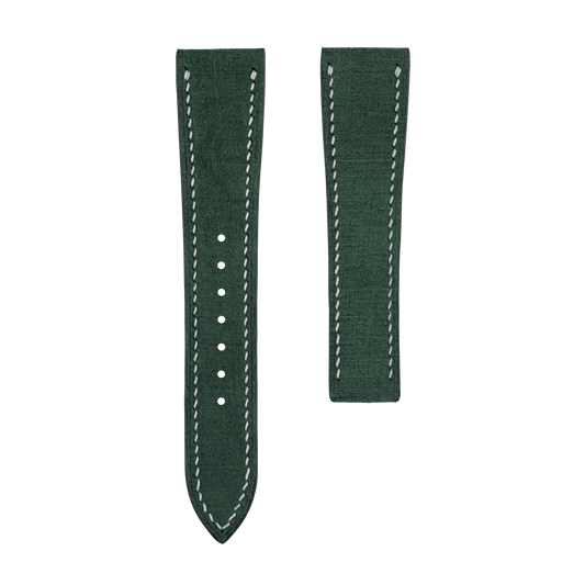 Green Babele Watch Strap for Cartier Deployment Clasps - White Stitch