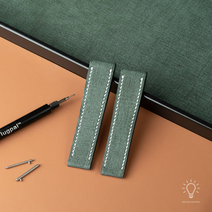 Green Babele Fixed Length Strap - White Stitch