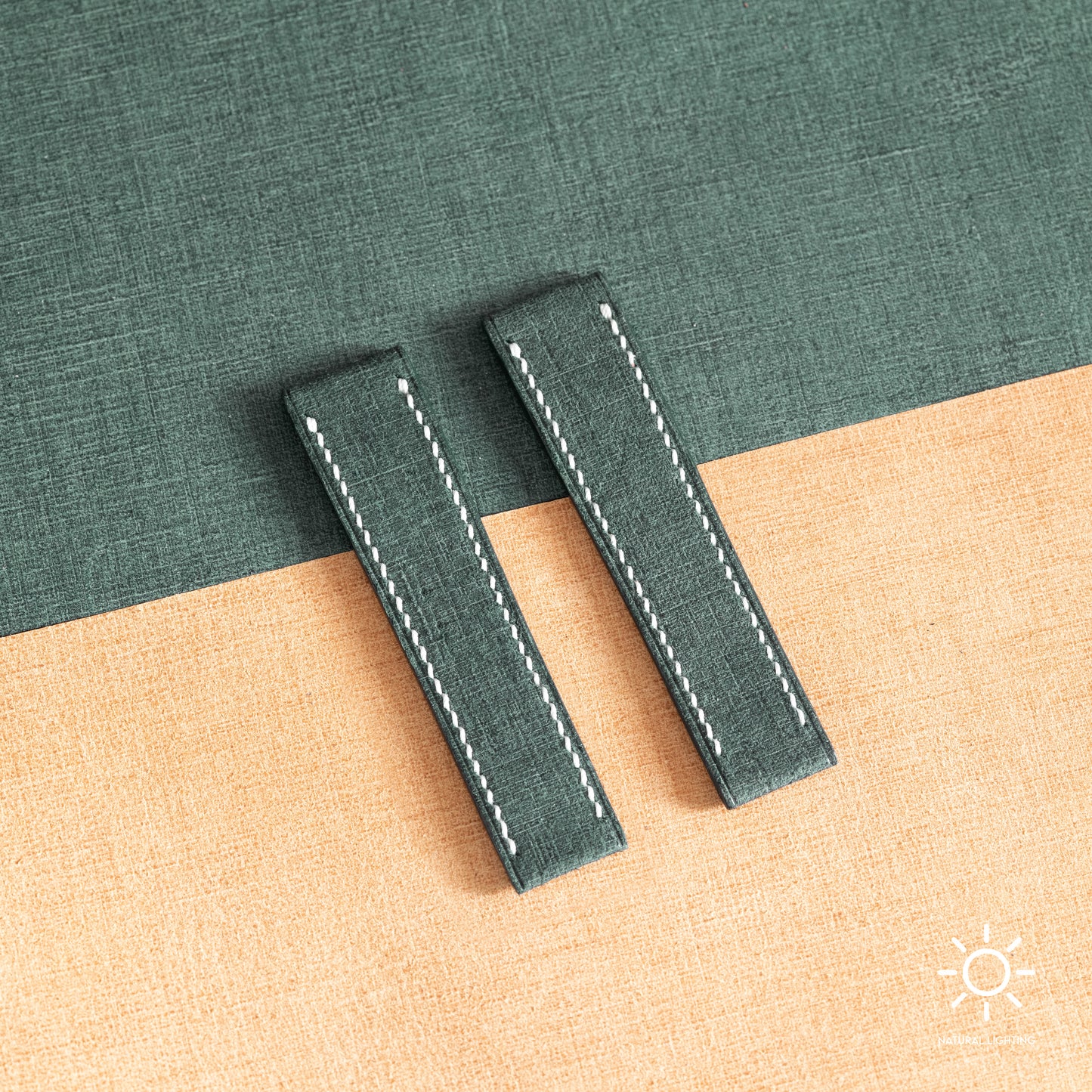 Green Babele Fixed Length Strap - White Stitch