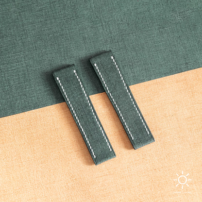 Green Babele Fixed Length Strap - White Stitch