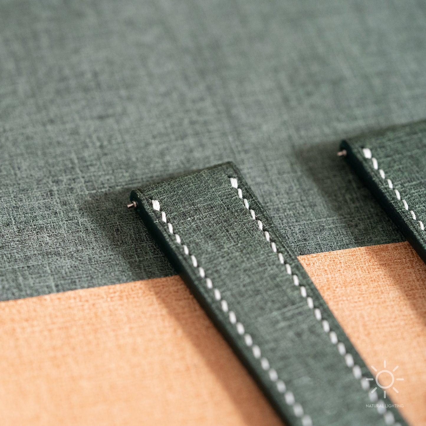 Green Babele Fixed Length Strap - White Stitch