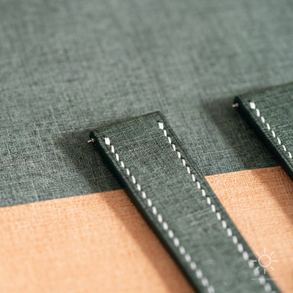 Green Babele Fixed Length Strap - White Stitch