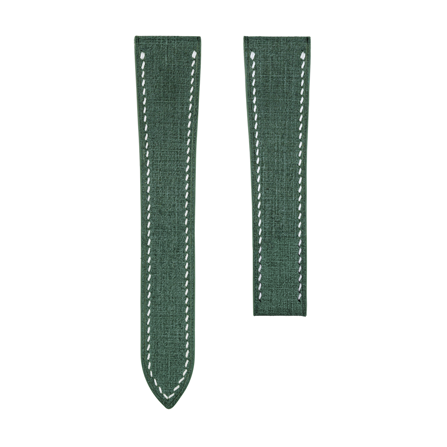 Green Babele Single Fold Watch Strap for Cartier Deployant Clasps - White Stitch