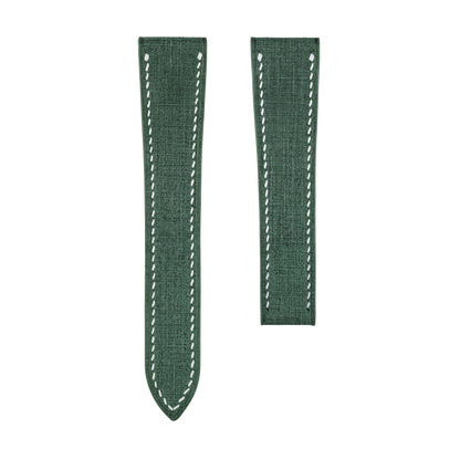 Green Babele Single Fold Watch Strap for Cartier Deployant Clasps - White Stitch