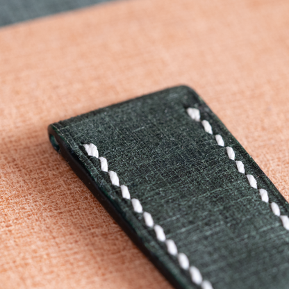 Green Babele Single Fold Watch Strap for Cartier Deployant Clasps - White Stitch