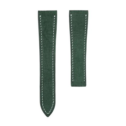 Green Babele Single Fold Watch Strap for Cartier Deployant Clasps - White Stitch