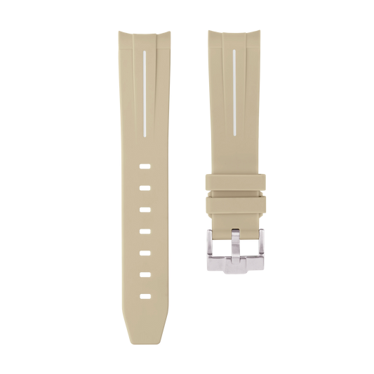 Light Beige Moonwatch Strap with White Stripe