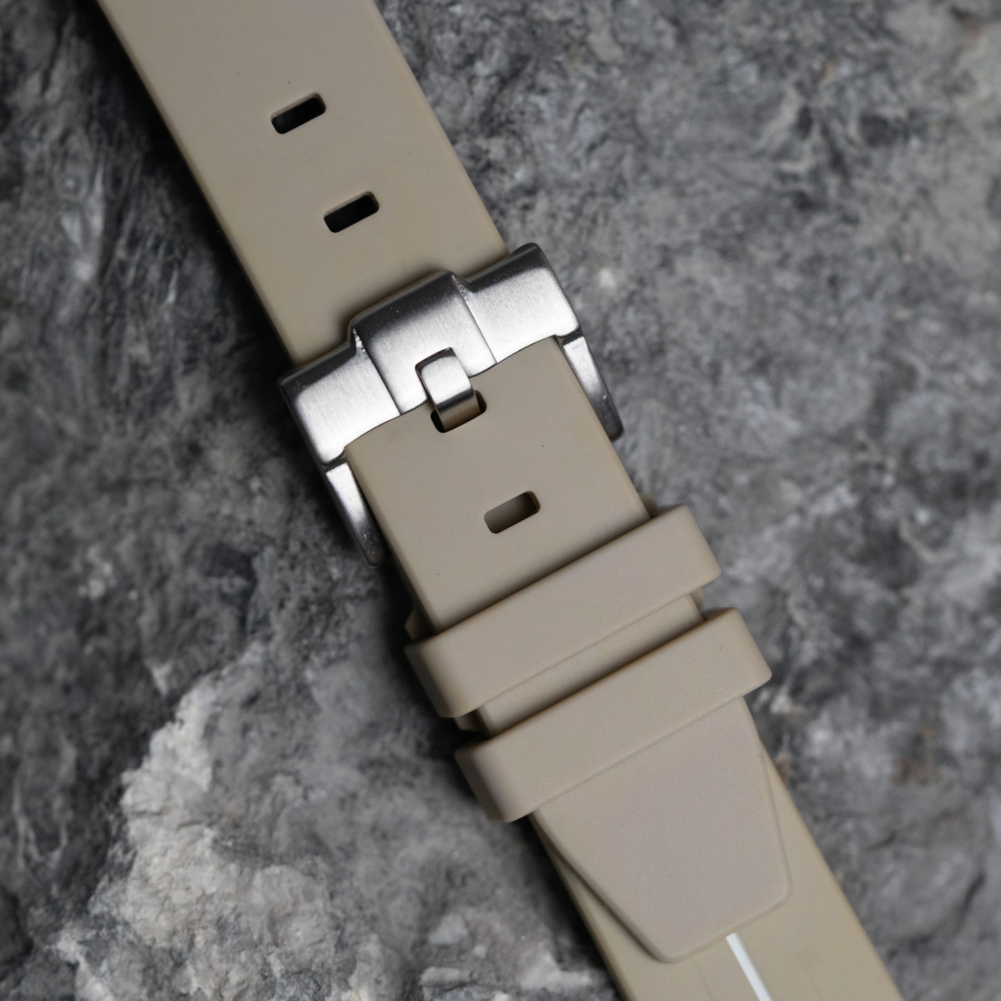 Light Beige Moonwatch Strap with White Stripe