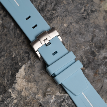 Light Blue Moonwatch Strap with White Stripe