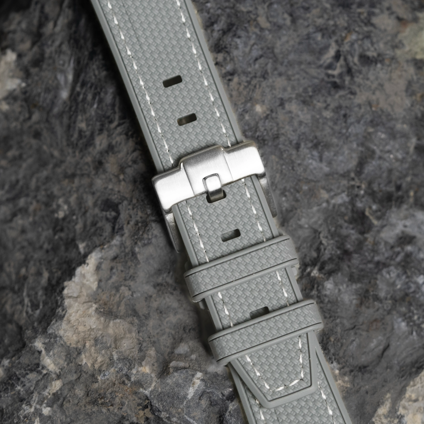 Light Gray Moonwatch Strap with White Stitching