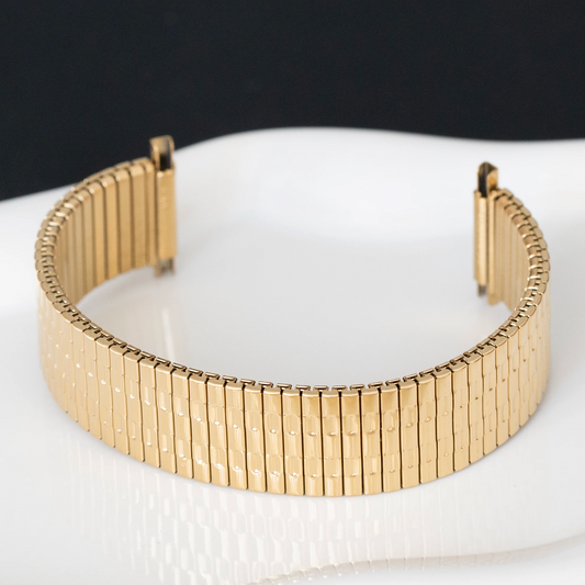 Stretchy Gold Metal Strap with Telescopic Lug ends
