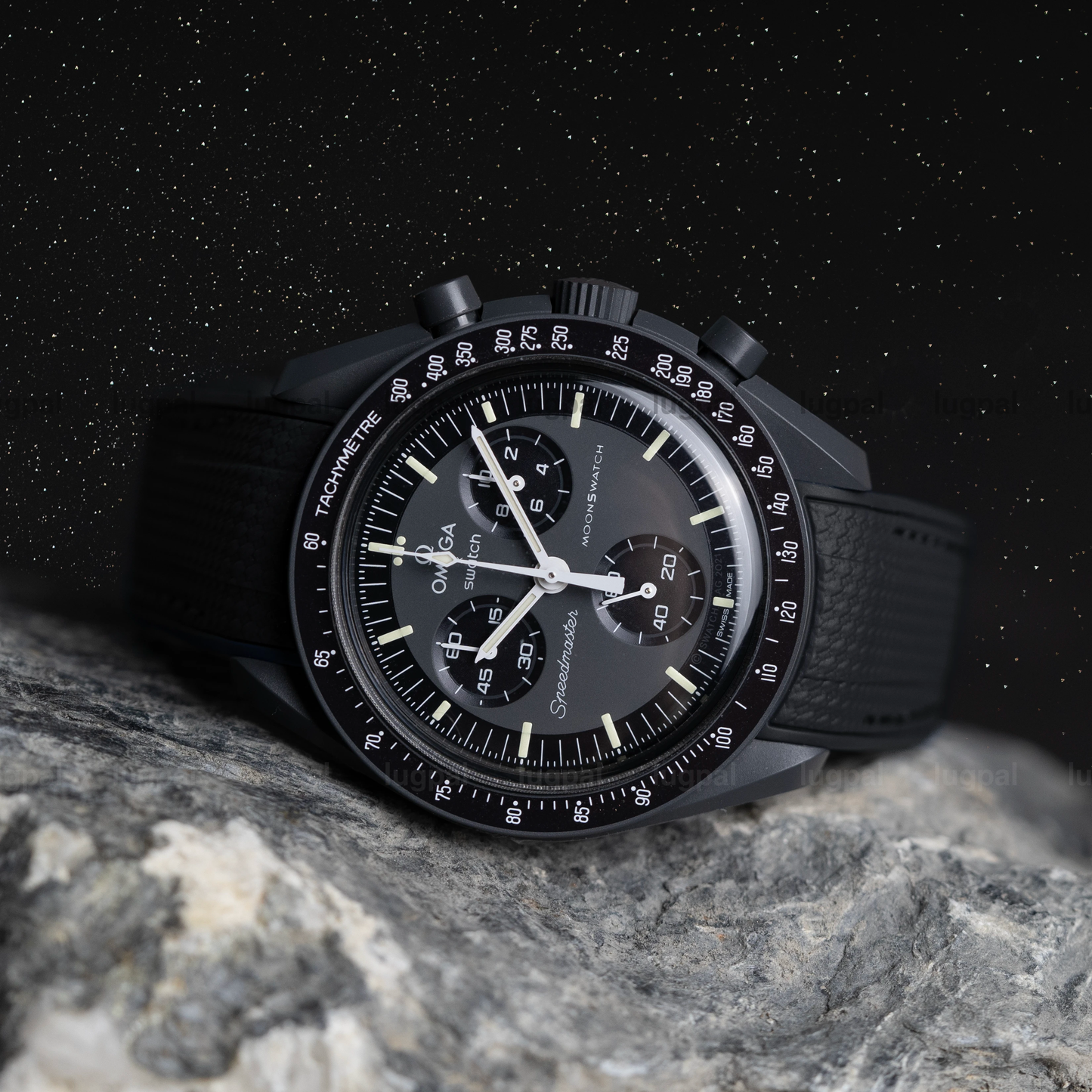 Black Moonwatch Strap with Black Stitching