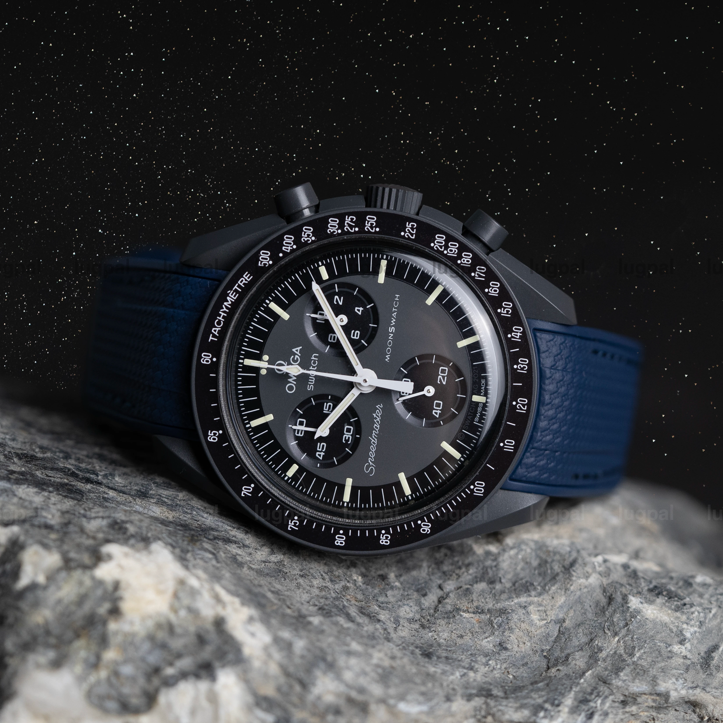 Blue Moonwatch Strap with Blue Stitching