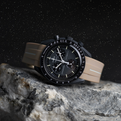 Dark Beige Moonwatch Strap with White Stripe