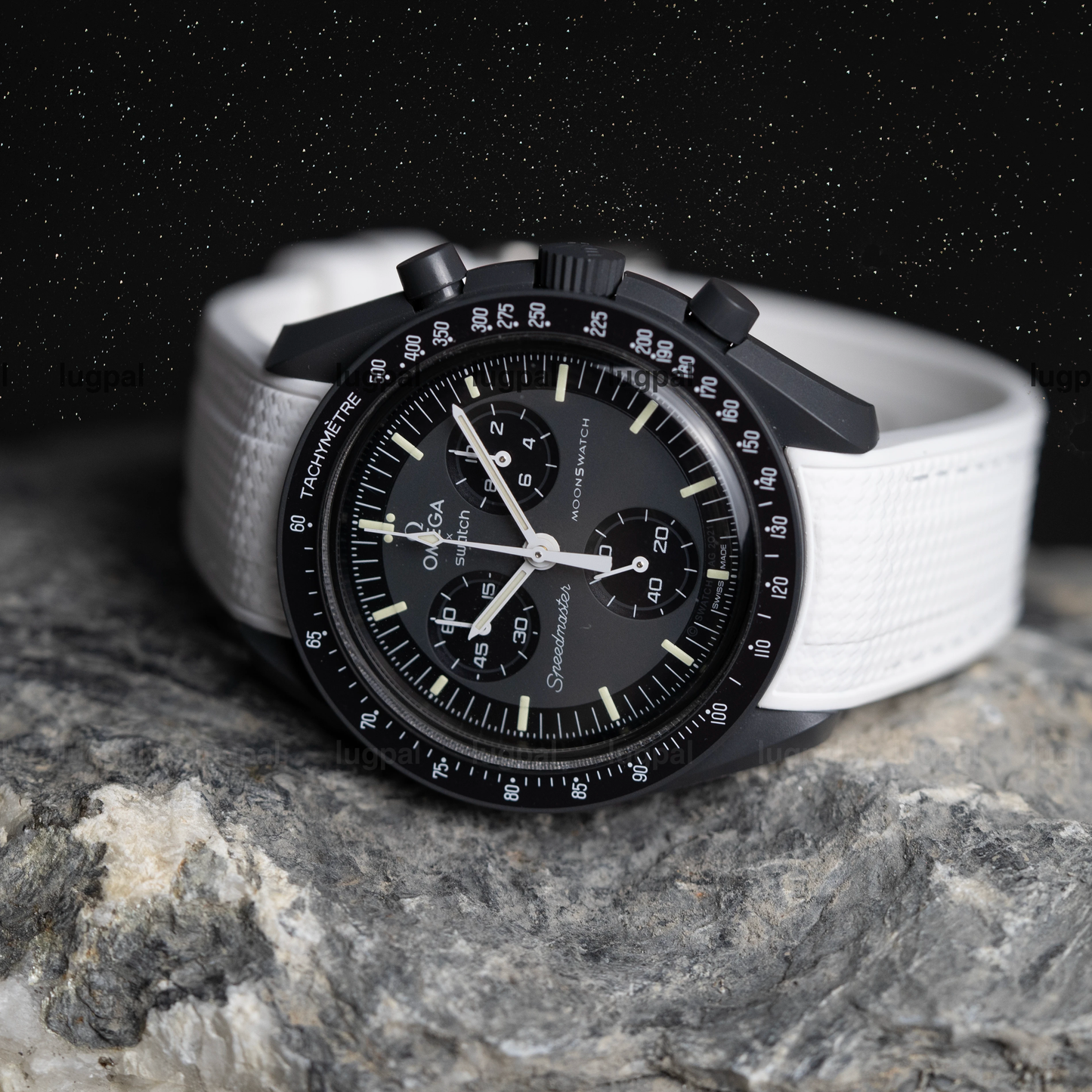 White Moonwatch Strap with White Stitching