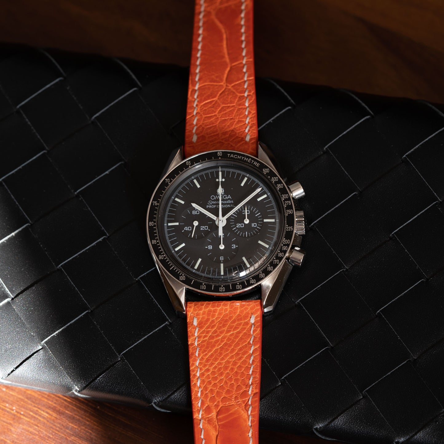 Orange Ostrich Leg Watch Strap