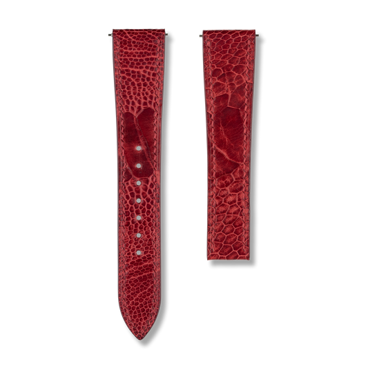 Red Ostrich Leg Strap for Cartier Deployment Clasps